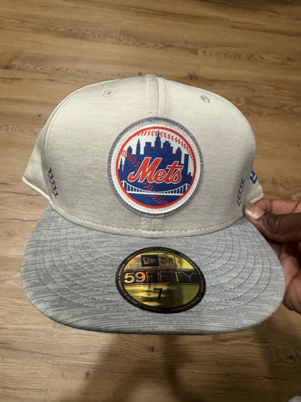 59fifty Gray Mets Patch Fitted Cap with Blue & Orange Logo NWOT